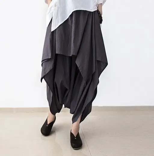 Новинка 2017 летние и осенние черные льняные брюки женские свободные оригинальные