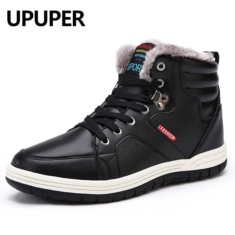 UPUPER/2019 мужские зимние ботинки водонепроницаемые плюшевые теплые кожаные
