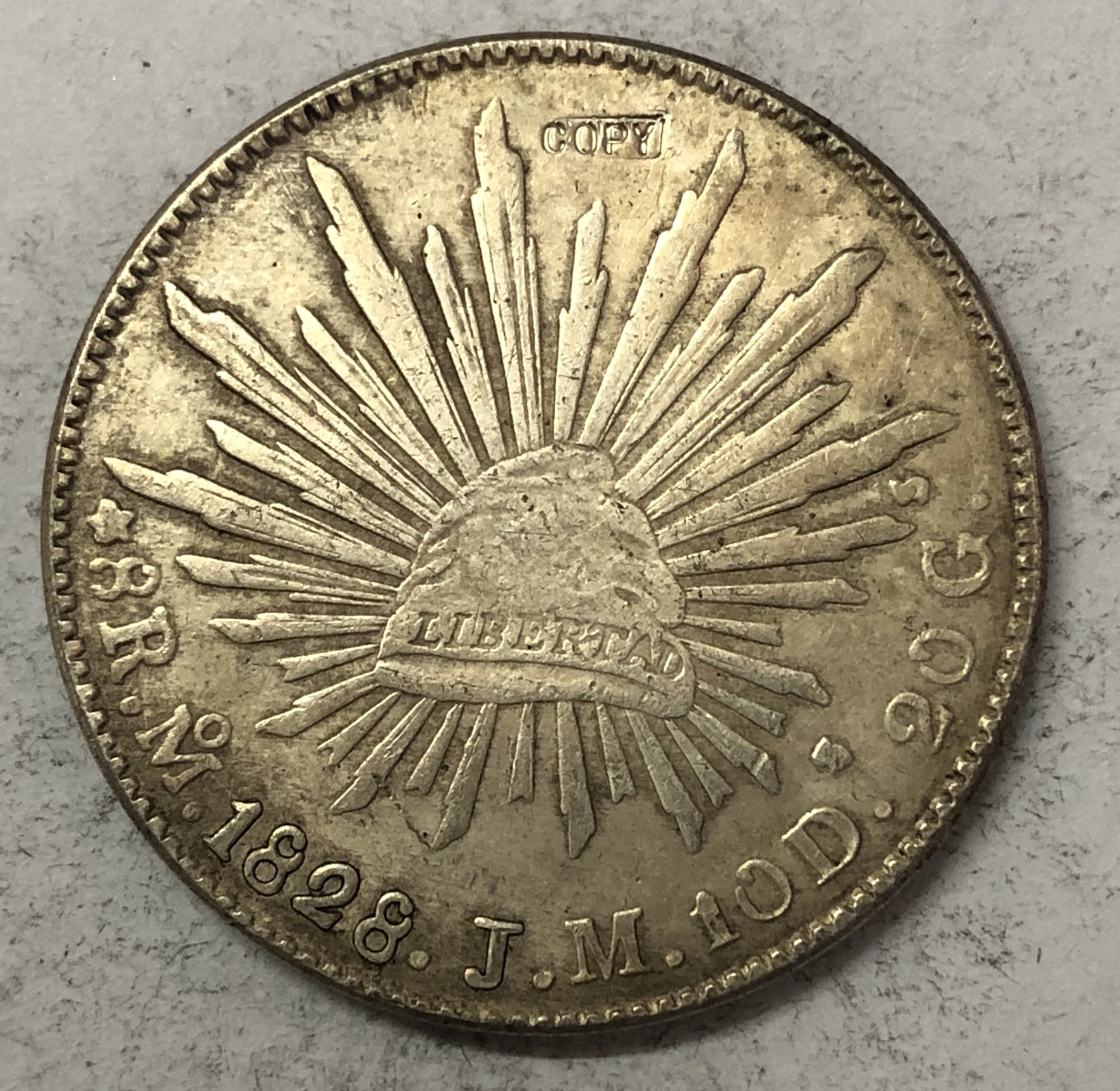 1828(MO am) Мексика 8 Reales Посеребренная Имитация монеты