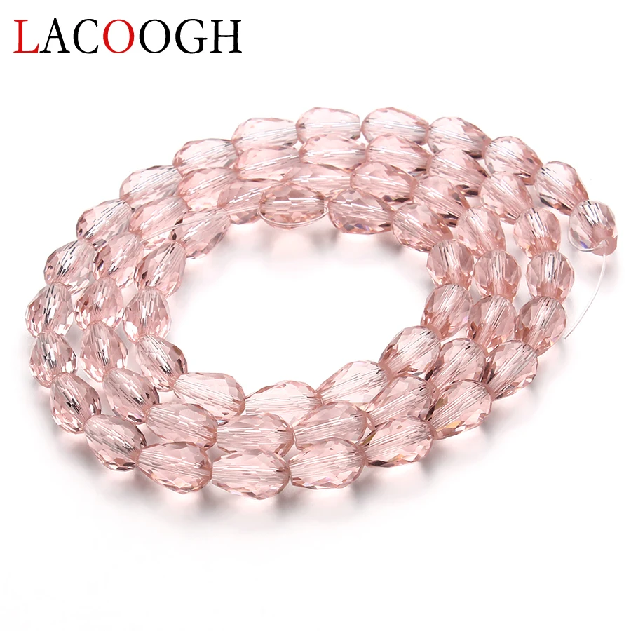 

Wholesale 8*12mm Pink Faceted Crystal Glass Water Drop Beads Charms Czech Seed Loose Spacer Bead for DIY Bracelet Jewelry Making