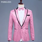 Мужской Блестящий Блейзер, пиджак с галстуком-бабочкой, костюм с розовыми блестками, мужской костюм для ночного клуба, выпускного вечера, сценического шоу, мужские костюмы