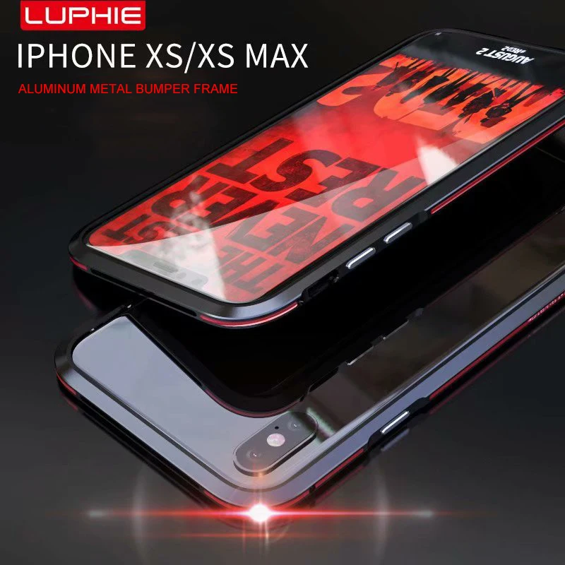 Luphie металлический бампер чехол для iPhone XS MAX XR Роскошная алюминиевая рама Гибридный противоударный чехол для iPhone 8 7 Plus Funda Coque