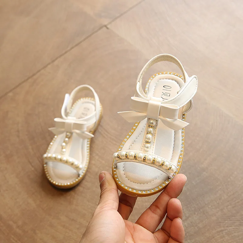 

2019 Girls Sandals Shoes Child Princess Sandals Kids Baby Fashion Beading Slippers Shoes Cute Sandals baby beach shoes
