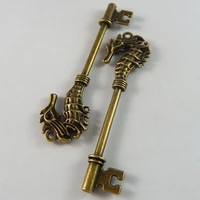 5pcspack key shape punk man personality antique bronze tone seahorse key alloy charms pendant jewelry making 71195mm 50329