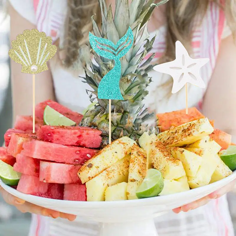 Creative New 24Pcs Mermaid Ocean Cupcake Toppers Wedding Kid Birthday Party Cake Decorations Year Supplies | Дом и сад