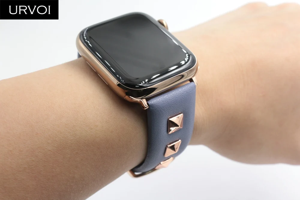 URVOI кожаный ремешок с шипами для apple watch series 5 4 3 2 1 Swift rockstud ремешок для iWatch наручные в стиле панк ручной работы дизайн