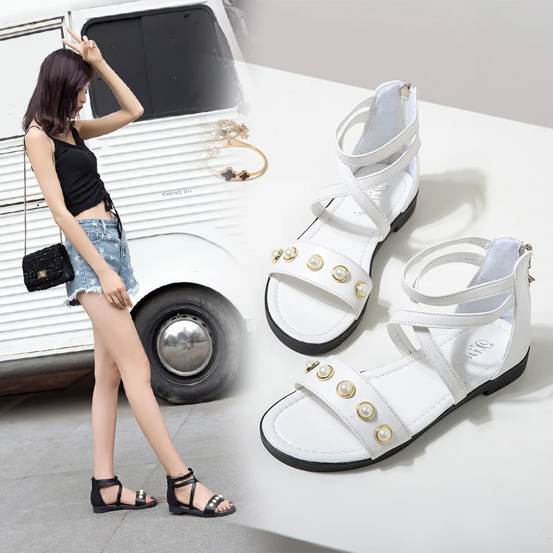 2019 г. Летние новые студенческие плоские сандалии женские корейские модные