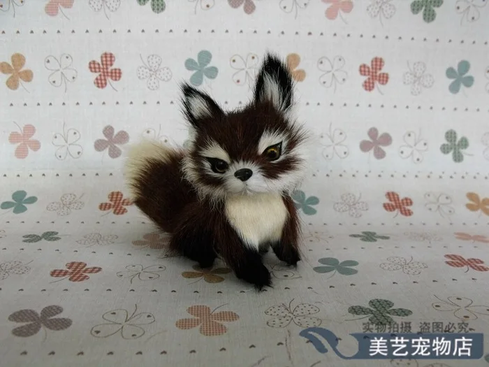

Simulation black fox polyethylene&furs fox model funny gift about 12cmx5cmx9cm
