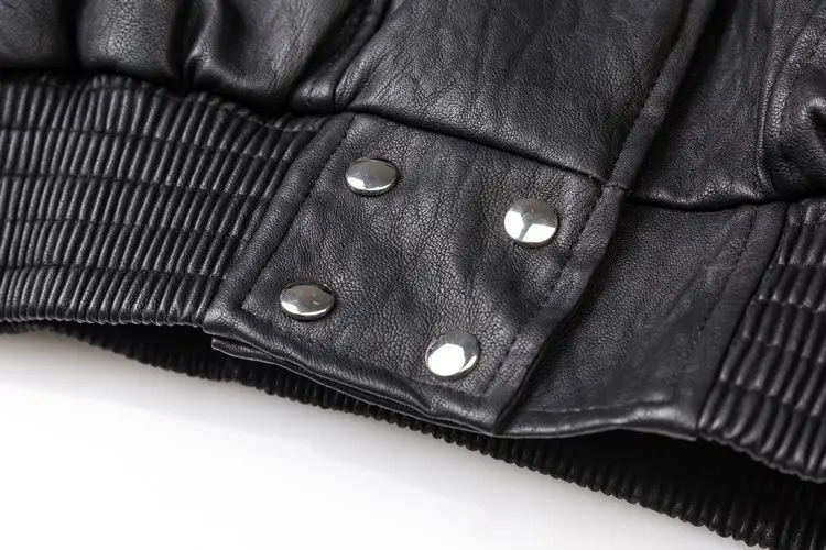 

2018 spring and autumn new fashion PU leather jaceket tops female short womens leather outwear locomotive lapel casual coat L960