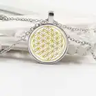 Горячая Мода мандала цветок жизни-Золото Классический Круглый Кулон стекло Королла ожерелье высокое ювелирное ожерелье