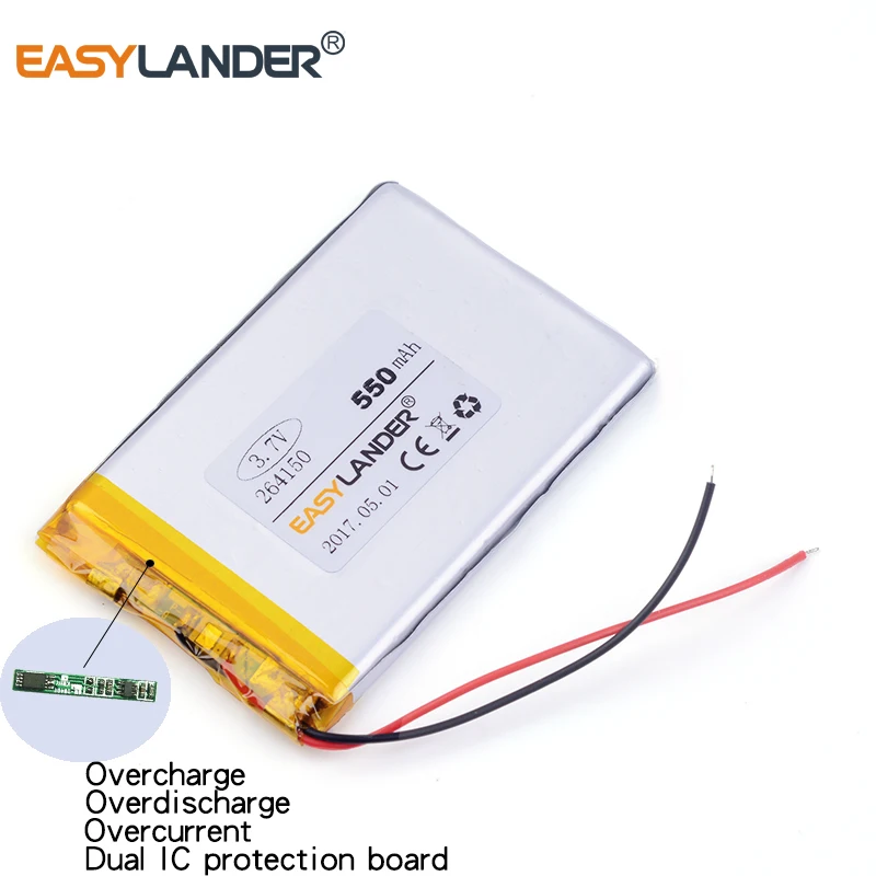3pcs /Lot 3.7v lithium Li ion polymer rechargeable battery 264150 550mAh GPS DVR Toy MP4 MP5 | Электроника