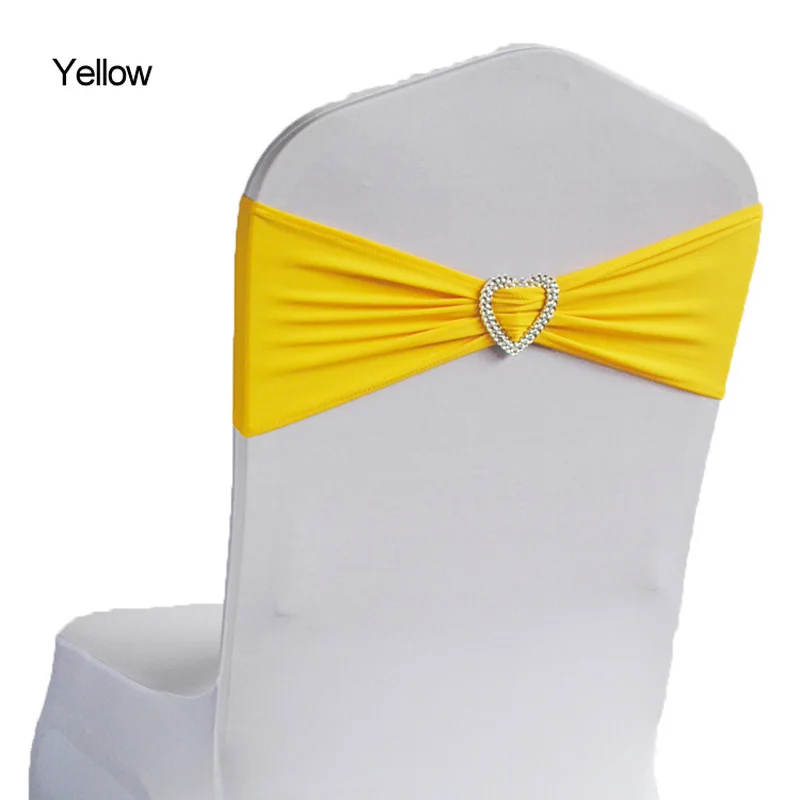 Yellow 50 шт спандекс лайкра чехол для свадебного стула широкие пояса-кушаки Свадебная вечеринка стул именинника Декор ярко-синий красный черный белый розовый фиолетовый - Цвет: Yellow