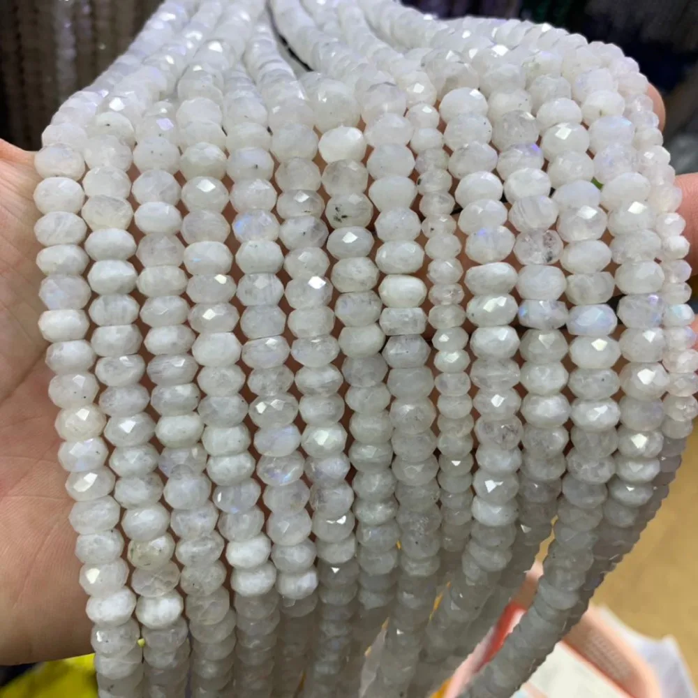 Белый Лунный Камень heishi бусины натуральный драгоценный камень Бусины DIY Spacer Бусины для изготовления ювелирных изделий прядь 1"