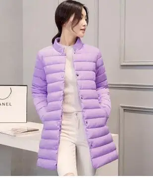 

Wadded Jacket Thin medium-long Fashion Winter Coat Women Stand Collar Down cotton-padded Parka Casual Outerwear Girls Clothing