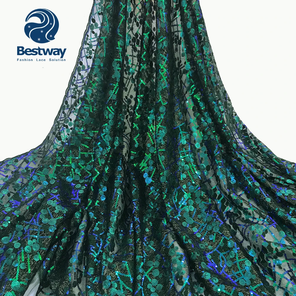 Роскошная кружевная ткань Bestway с лазерными блестками королевский синий