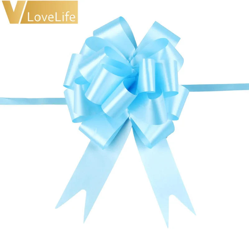 Light blue 12 шт. 30 мм* 120 см Потяните банты ленты Цветы Подарочная упаковка Рождество Свадьба День рождения подарок вечерние украшения DIY - Цвет: Light blue