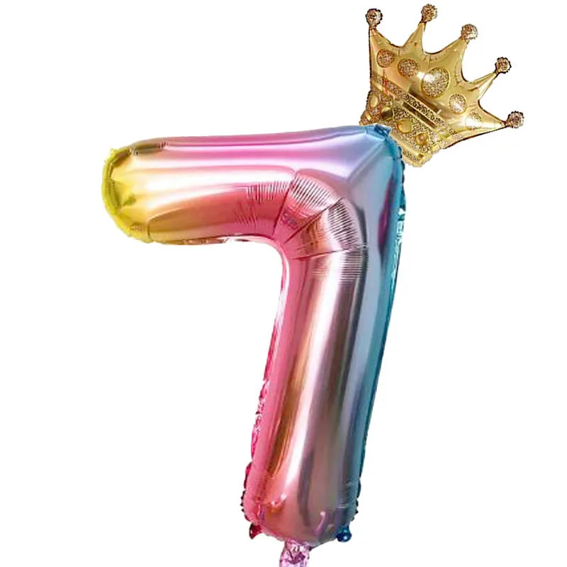 Темный хаки 32 дюйма iridesent Радуга шара с цифрой с Золотая Корона шар baby shower 1st День Рождения Декор globos 0-9 цифровой - Цвет: Темный хаки