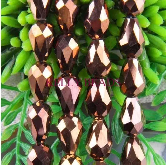 

High Quality 600pcs 8*11mm Copper Plated Faceted Crystal Glass Beads For Fancy Jewelry Making Favor Craft Bracelet DIY Beads