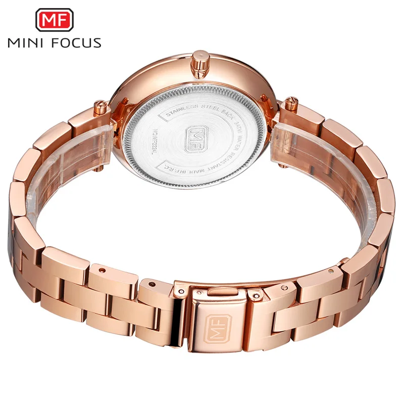 

MINI FOCUS Black Stainless Steel Bracelet Watches for Women Fashion Luxury Dress Wrist Watch for Lady Woman Relogios MFW0224Gold