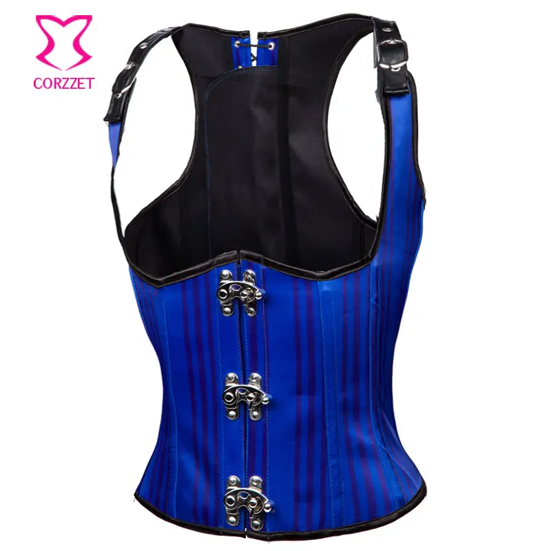 Синие полосатые сексуальные корсеты для похудения с бесшовной талией и Бюстье