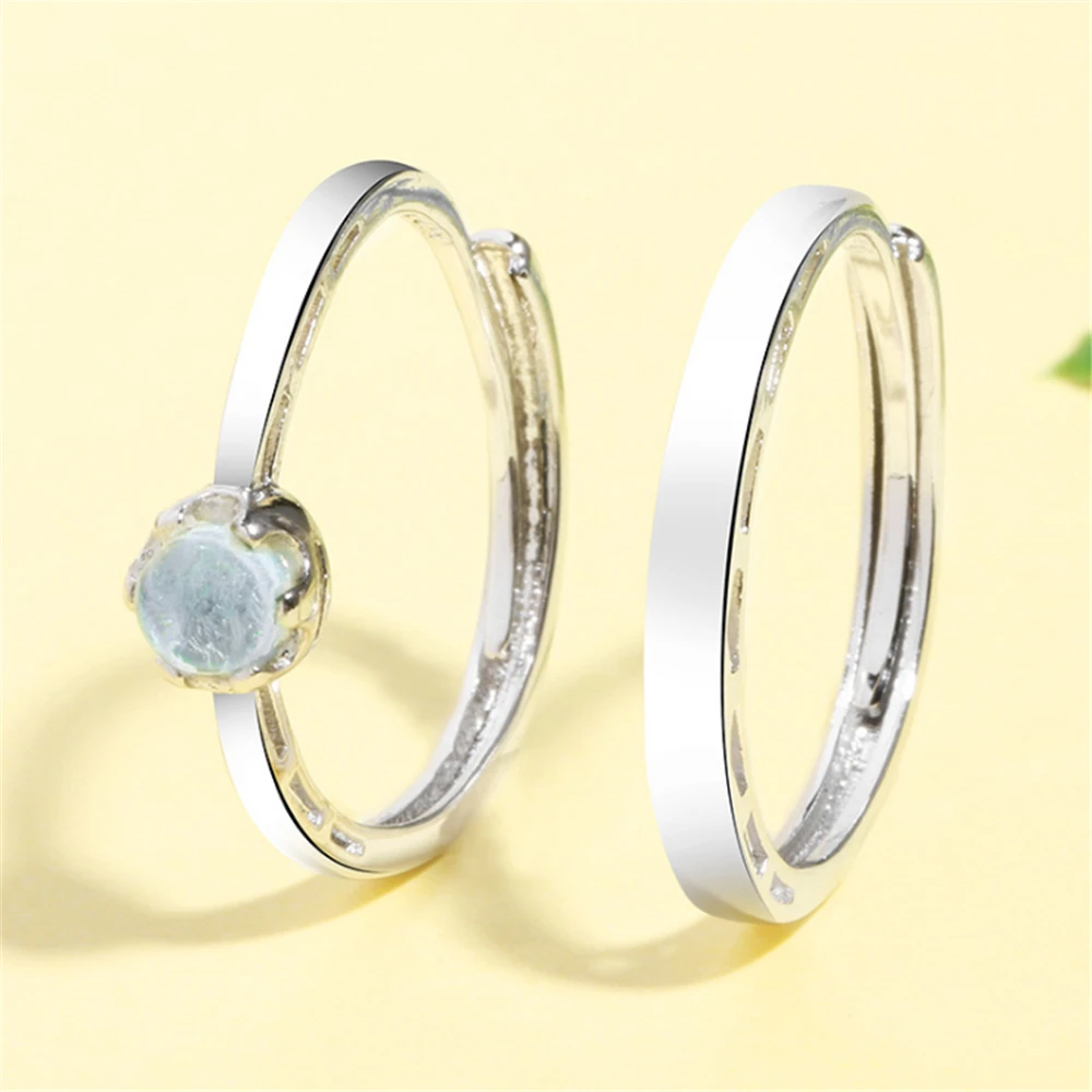 Женские и мужские Регулируемые кольца с лунным камнем Свадебные обручальные