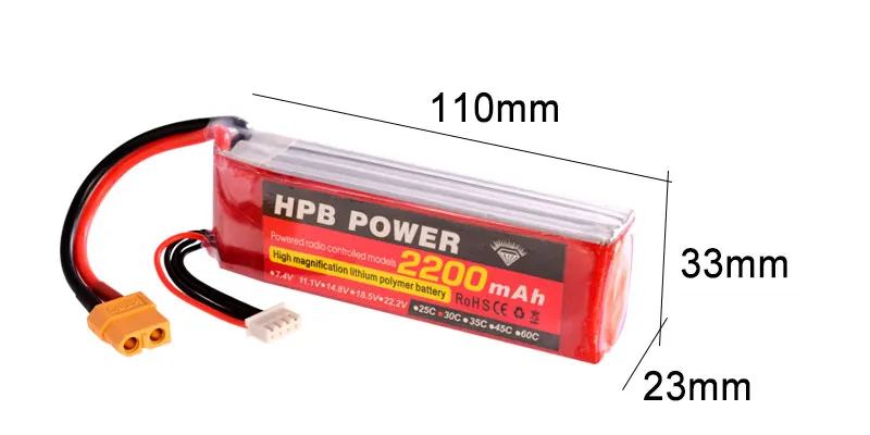 Литий-полимерный аккумулятор ZOP Power HPB 11 1 В 2200 мА · ч 30C 3S T-образный штекер XT60