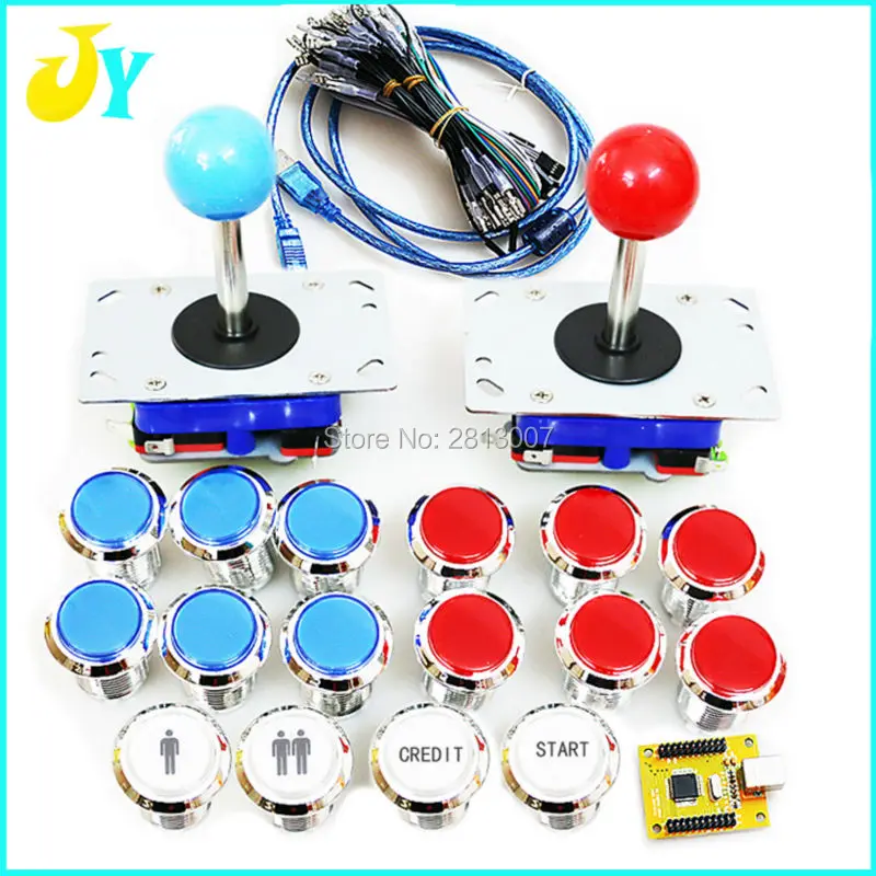 JAMMA MAME FOR PC/ PS3 USB Controller  to jamma LED illuminated 32mm push button with microswitch 2 kind of joystick arcade kit