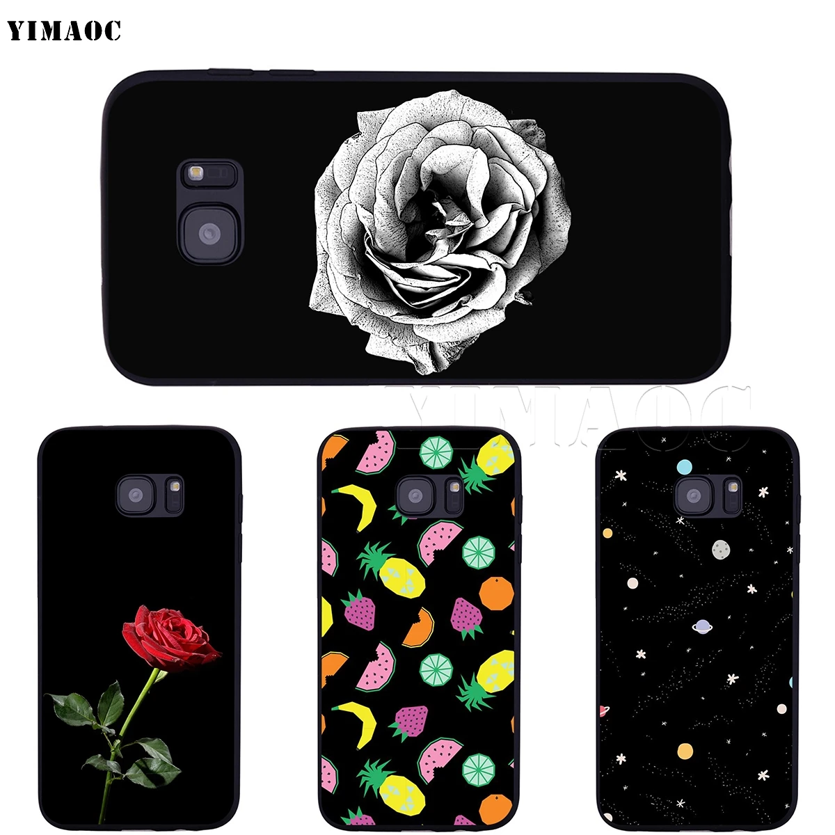 Мягкий силиконовый чехол YIMAOC черного и белого цветов розы для Samsung Galaxy S6 S7 Edge S8 S9