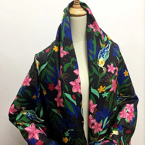 Beautiful flower and animal print 100% silk twill fabric 16momme STW097 | Дом и сад