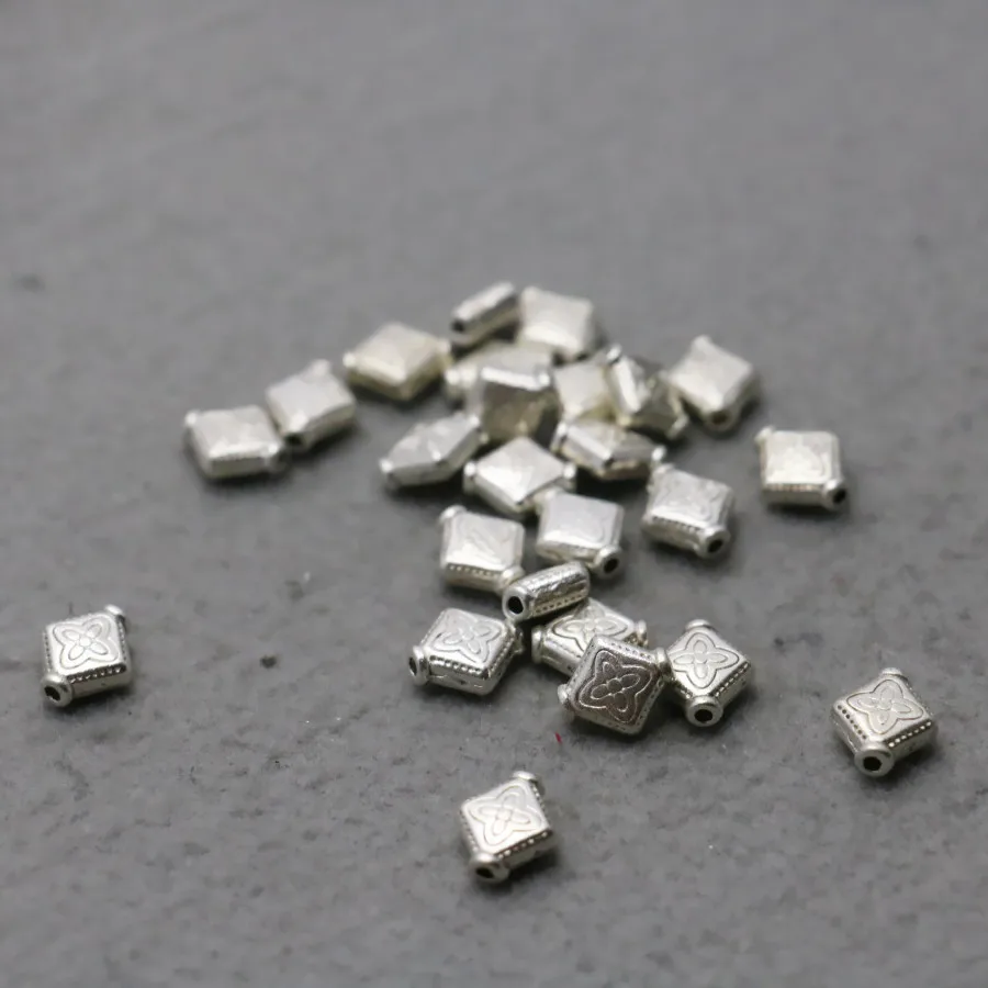 10PCS Rhombus Alloy separate beads Jewelry Making DIY Findings components Silver-plate Hardware Metal Fittings Accessory 9*10mm | Украшения