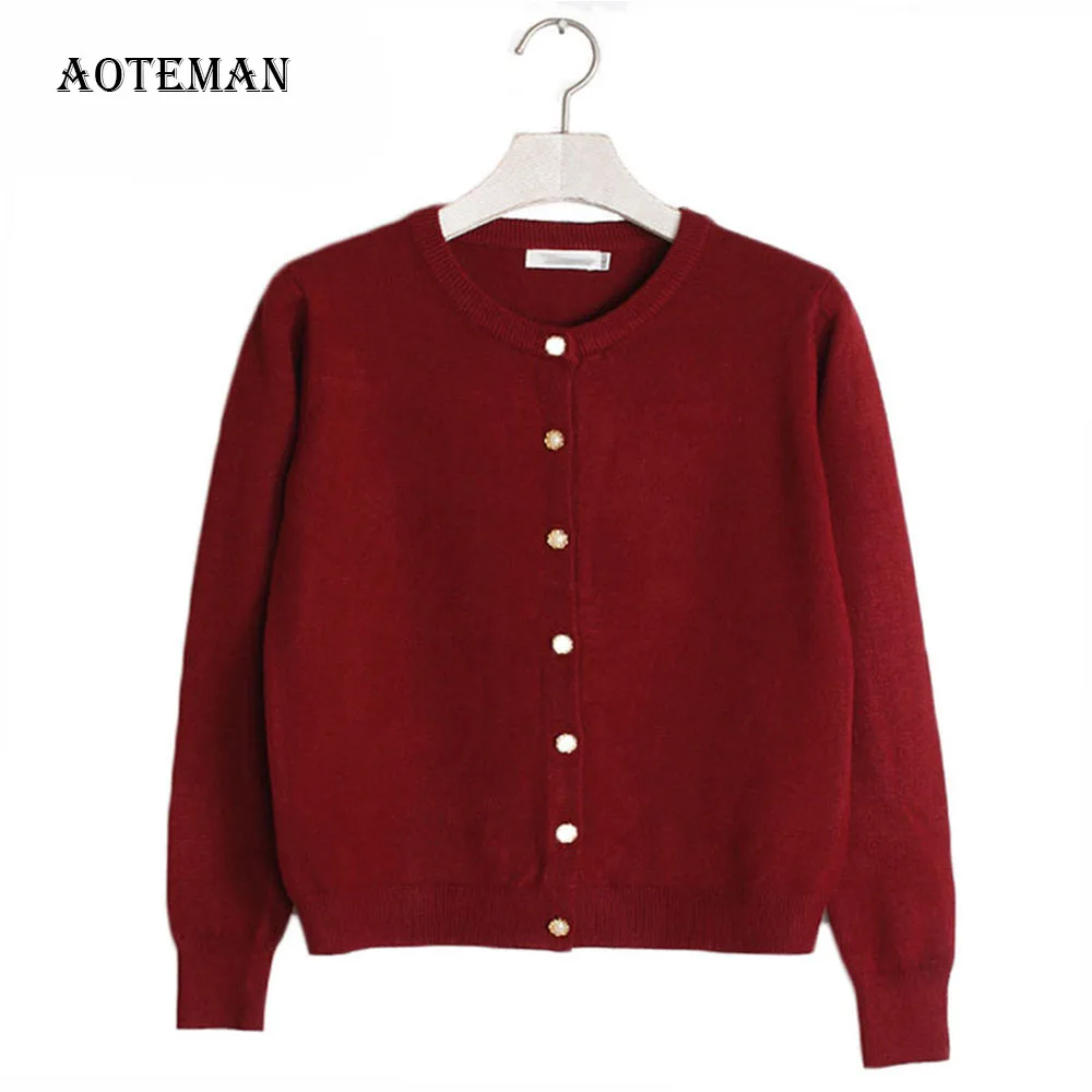 AOTEMAN Autumn Winter Sweater Women 2019 Casual Loose Cardigan Warm Pink Coat Solid Long Sleeve Jumper Knitted Sweaters |
