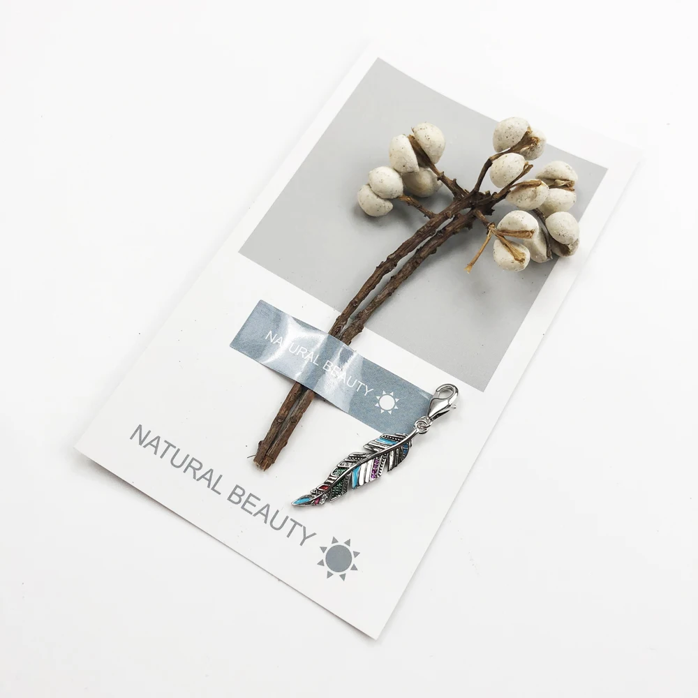 Кулон с перьями разноцветные шармы ювелирные изделия из стерлингового серебра 925