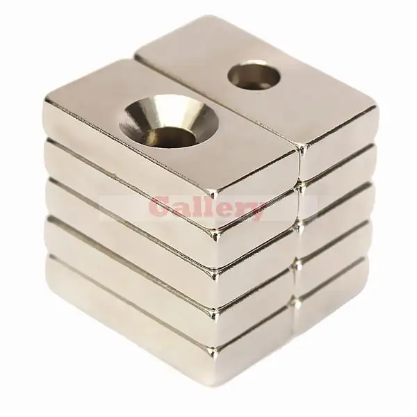 

20 Pcs Lot N50 20x10x4mm 4mm Hole Super Strong Block Magnets Rare Earth Neodymium