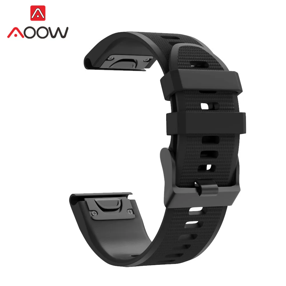 Black 22 мм 26 мм силиконовый ремешок для часов Garmin fenix 3 HR fenix 5X fenix 3HR fenix 5 Plus быстросъемный сменный ремешок для браслета - Цвет ремешка: Black