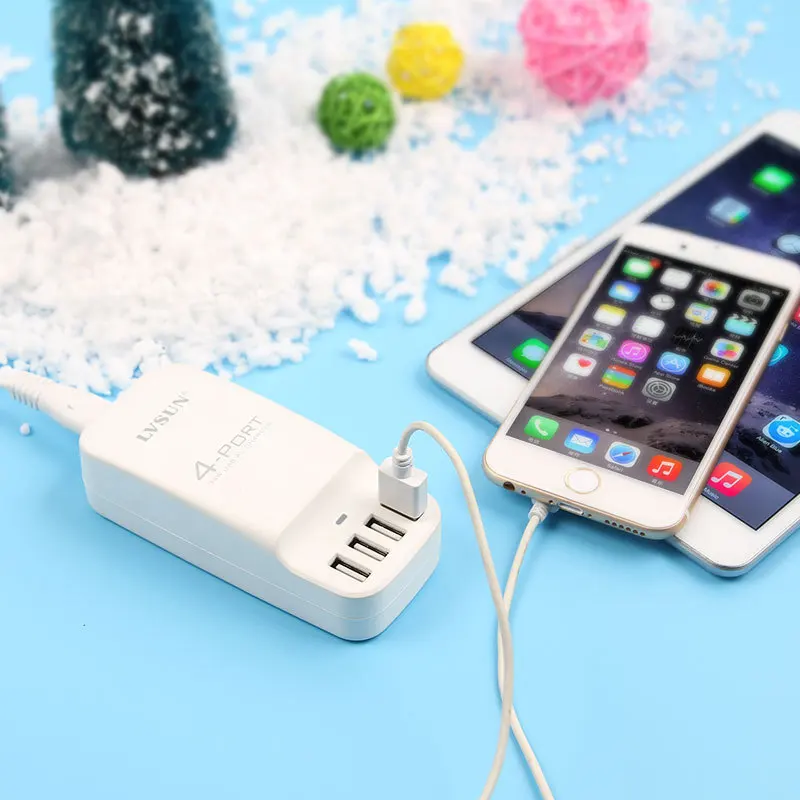 Дорожное настольное зарядное устройство LVSUN 34 Вт с 4 портами USB для ipad ipod iPhone 6 s |