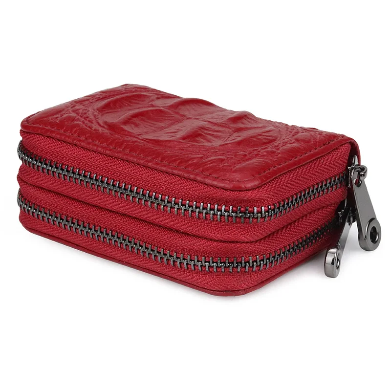 Fashion Card Holders Women Men Bank Alligator Pattern Genuine Leather Red/Pink/Purple Coin Purse Lady Collection Case | Багаж и сумки
