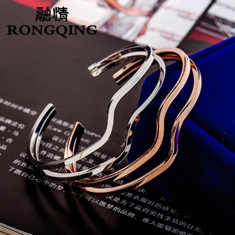

RONGQING 12pcs/lot silver Wave bracelet for women copper Jewelry Adjsutable high quality women fashion 2018 Bracelets Jewelry
