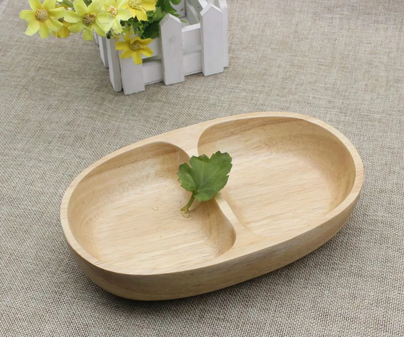 Экологичная Мода Дерево 2 отсека разделенный лоток Высокое качество деревянный