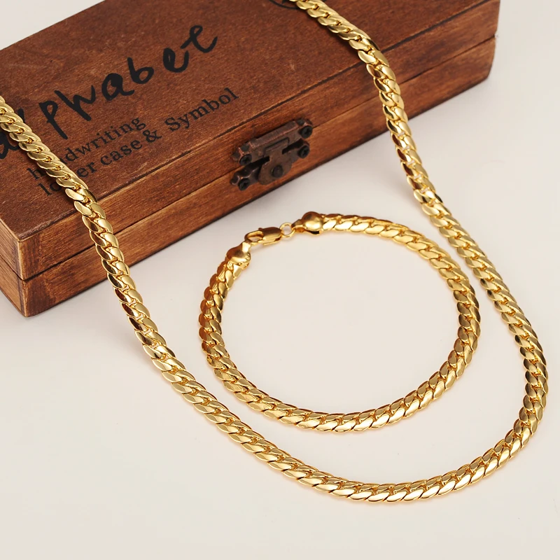 Bangrui классический Цепочки и ожерелья Набор для Для мужчин Мода Оптовая желтый