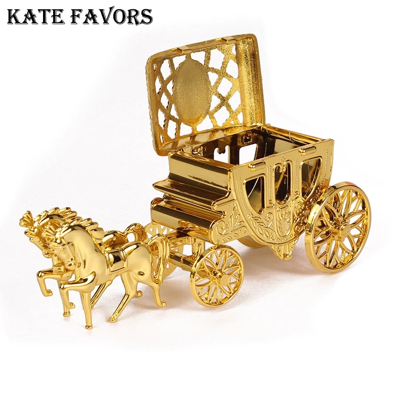 ЗОЛОТАЯ КОРОЛЕВСКАЯ коляска Золушки коробка для свадебных конфет Подарочная
