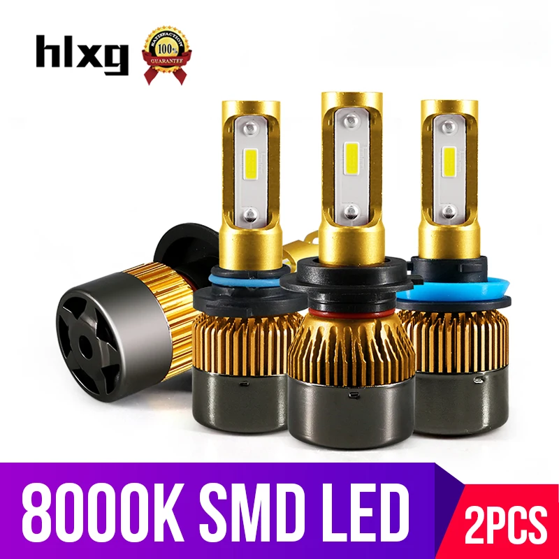 Hlxg 2 шт. мини 72 Вт 12000LM H4 Led H7 лампочки для автомобилей Ice Blue 8000K HB3 9005 HB4 H8 H11