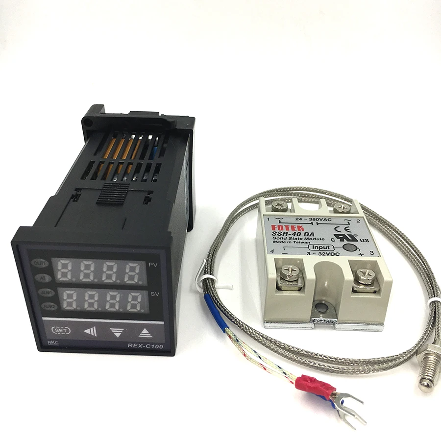 REX-C100 цифровой PID регулятор температуры Термостат SSR выход+ Max.40A SSR реле+ K термопары зонд высокое качество RKC