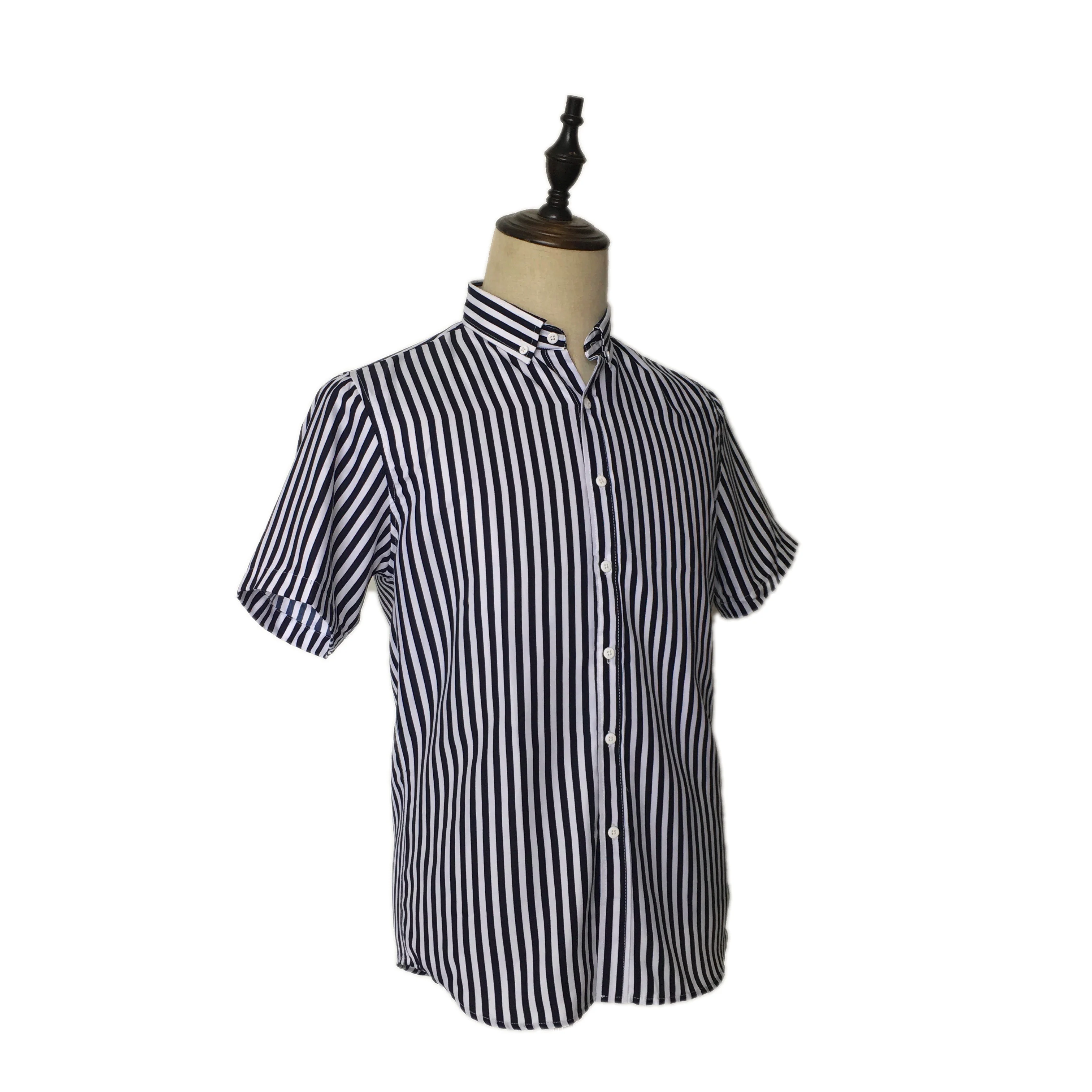 Рубашка мужская приталенная с коротким рукавом гавайская Блуза в полоску