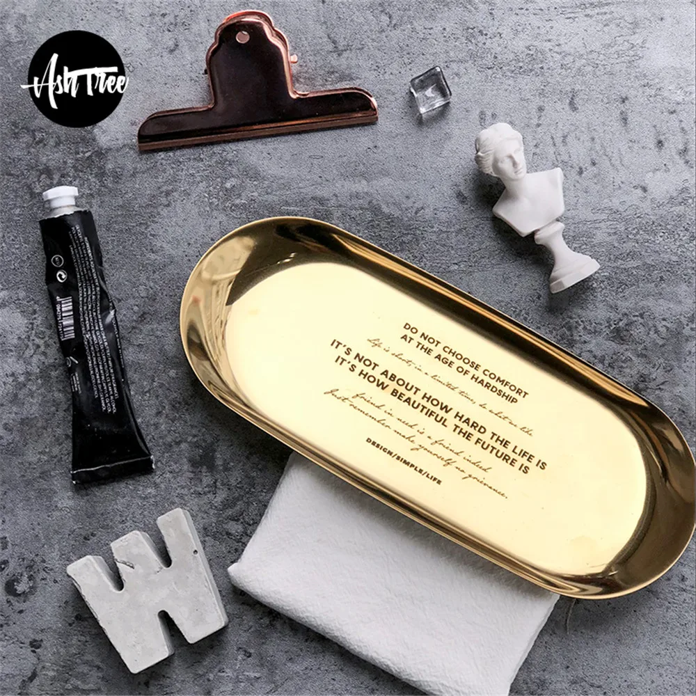 Шикарная Скандинавская Металлическая Офисная настольная тарелка для хранения