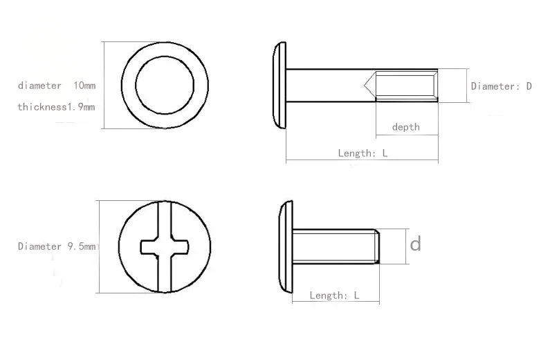 Никелевая книга с покрытием (30 шт./лот) Винт для чемодана. Заклёпка ресниц. Крепеж