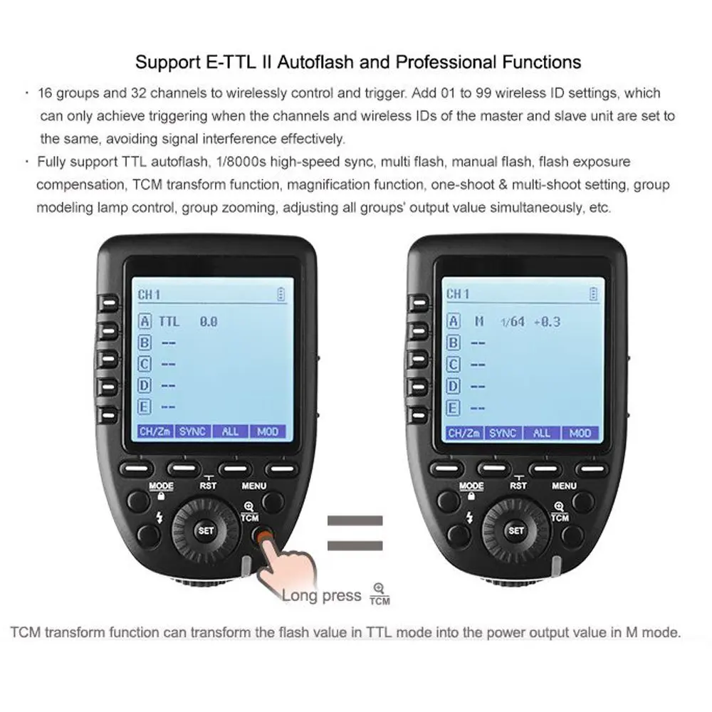 Godox новейшая xpro-c E-TTL 2,4G Беспроводная Высокоскоростная синхронизация 1/8000 s X система HSS вспышка триггер для камер Canon EOS
