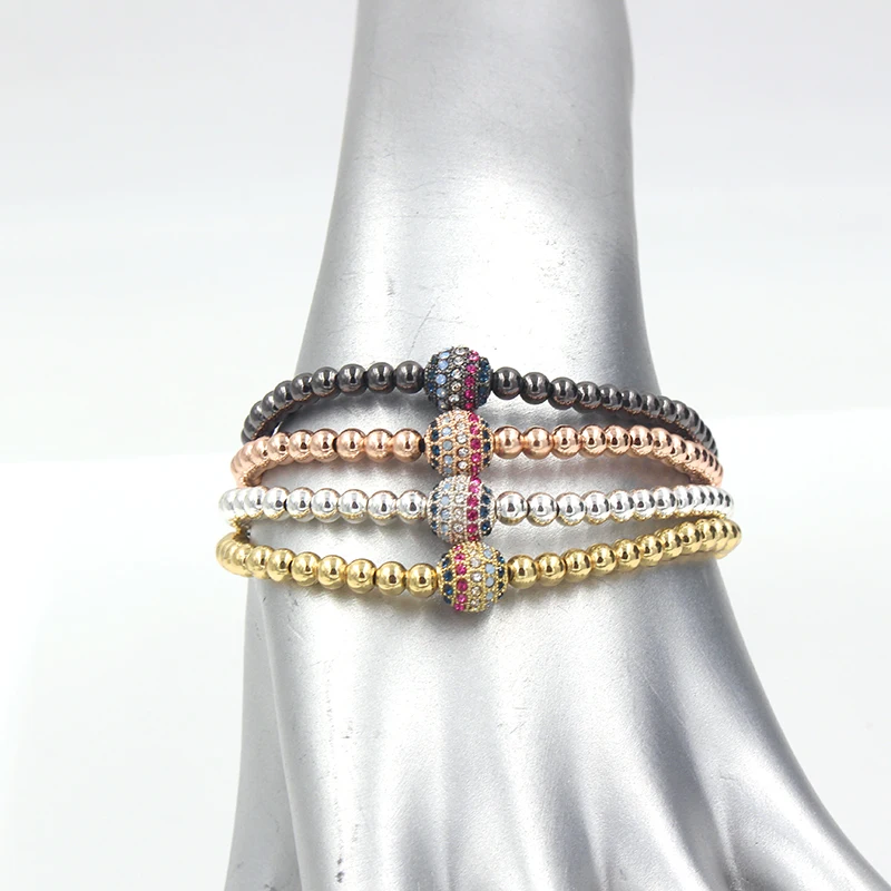 

8mm CZ Ball Bracelet Men Jewelry Bracelets For Women Pulseira Masculina Bileklik Armband Bijoux Braiding Copper Beads Bracelets