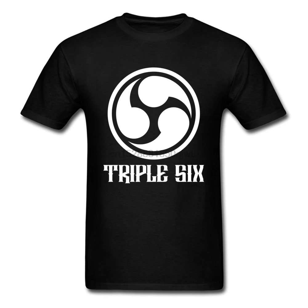 Triple Six Letter Logo Printed T-Shirt White And Black Fashion Street Tshirt For Father Mens Plus Size Leisure Tops T Shirt New | Мужская