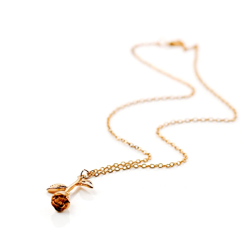 Женское колье в стиле бохо розовое золото ожерелье с цветком розы модное для