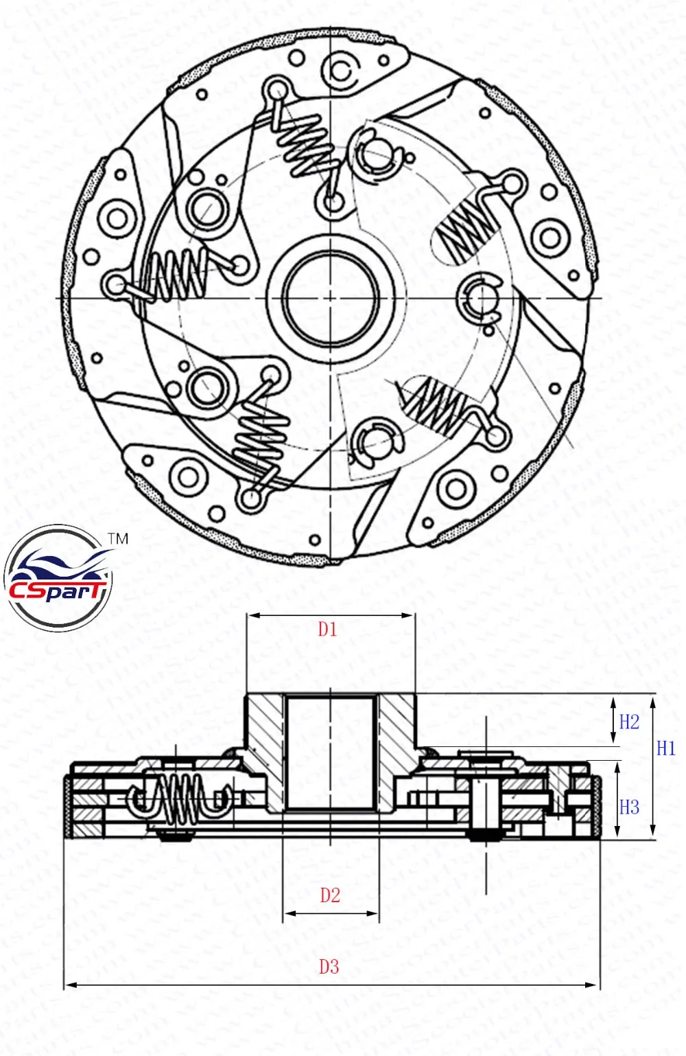 HS400 HISUN 400CC Massimo moto 400 Первичная обувь сцепления